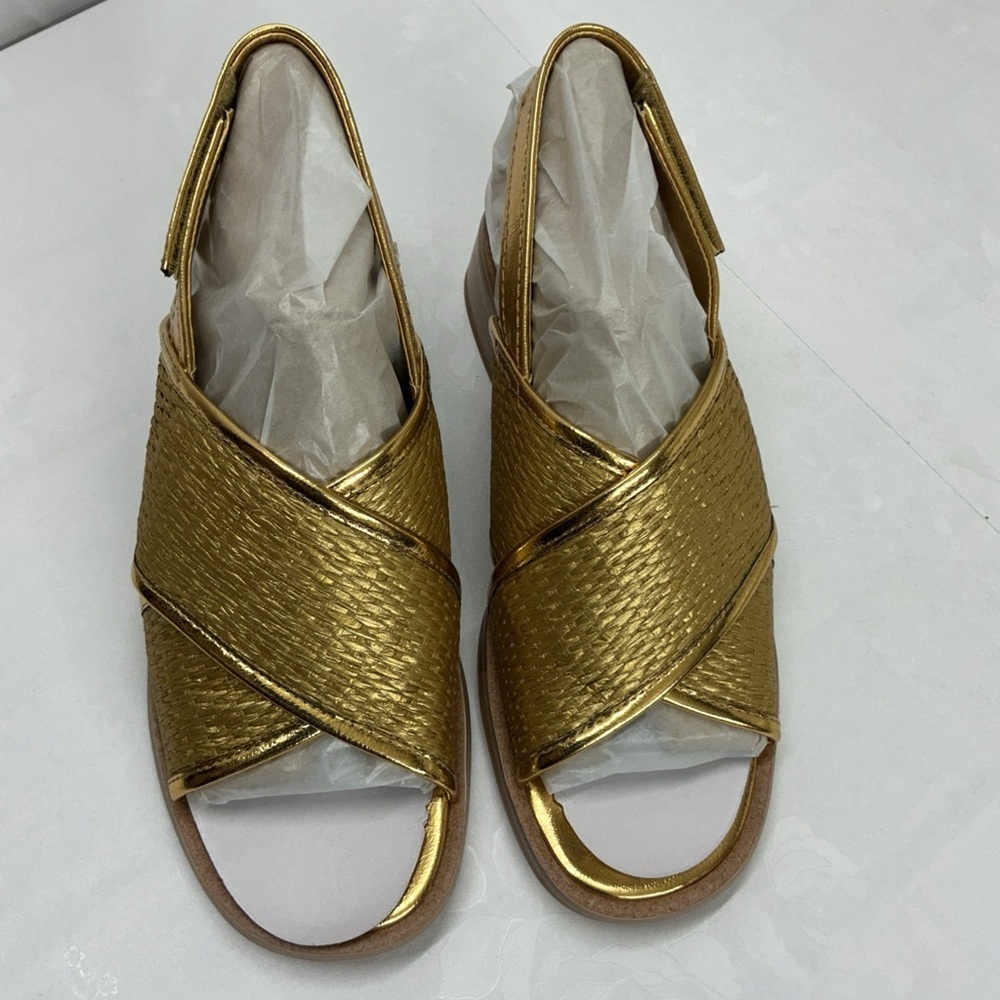 Franco Sarto Metallic Gold Crisscross Slingback Sandals